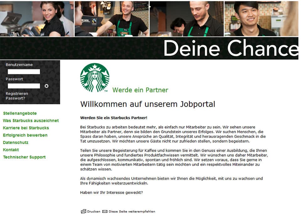 Starbucks Jobportal Starbucks Jobportal