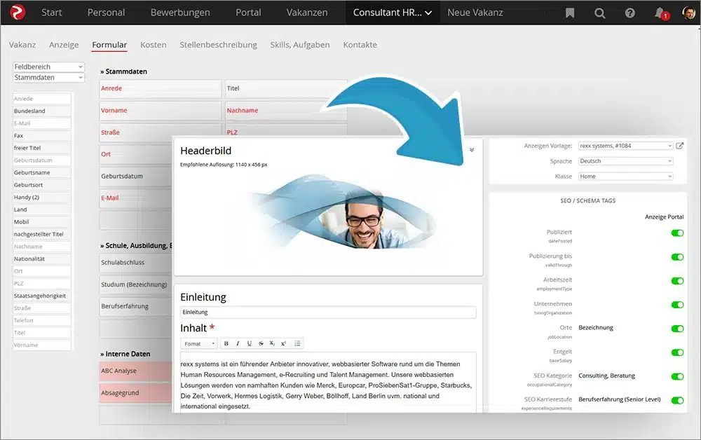 Formdesigner im rexx Jobportal