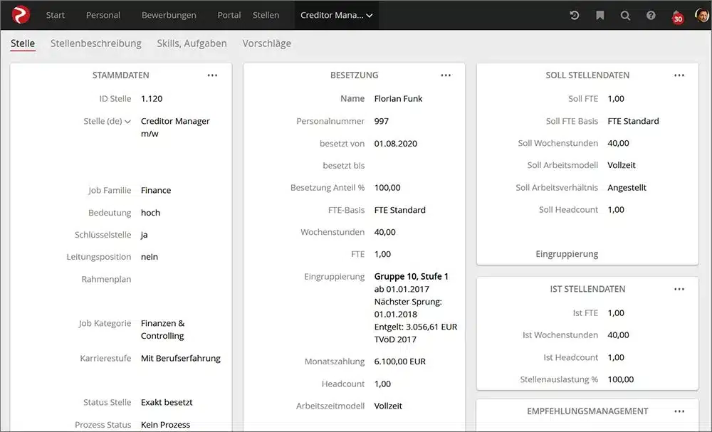 Stellenplan Personalplanung Screenshot