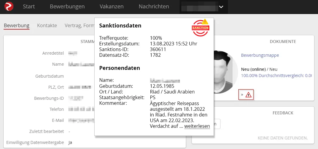 Beispiel Sanktionsliste