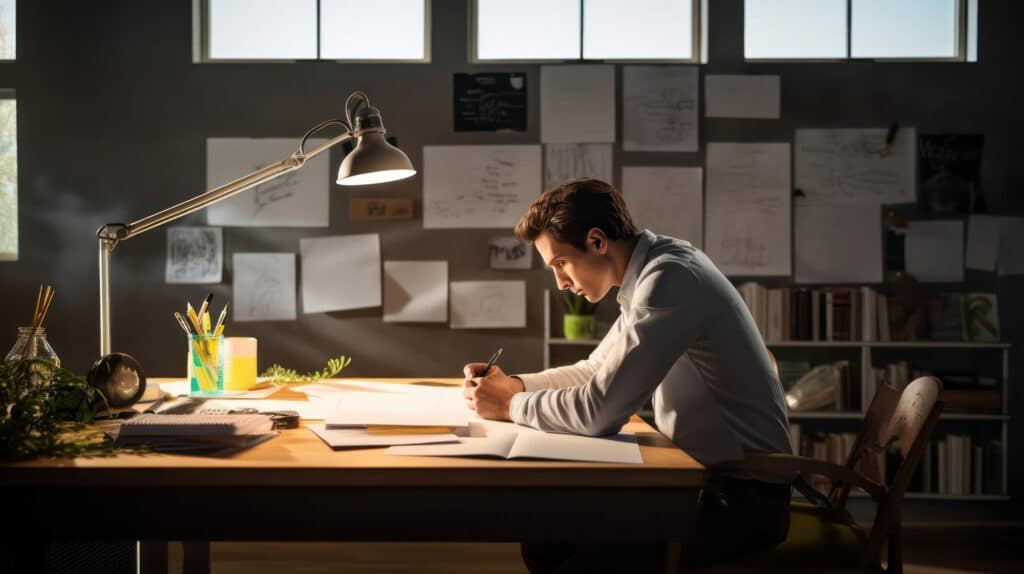Workaholic - Mann an Schreibtisch Workaholic - Mann an Schreibtisch