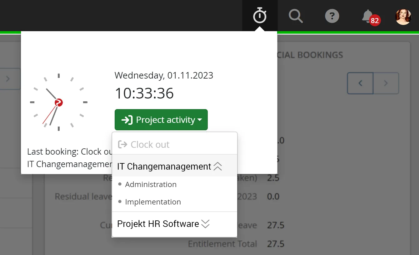 Time tracking for projects