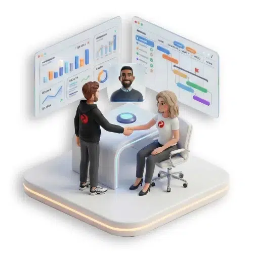 HR-Software Einführung gemeinsam planen zeigt Zusammenarbeit zwischen Unternehmen und Consultants bei Implementierung und Abstimmung von Prozessen